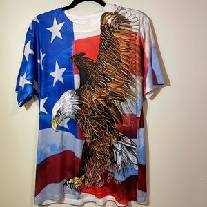 Spirit of America T-Shirt LG (42/44) Bald Eagle USA Flag GRAPHICS 100% polyester